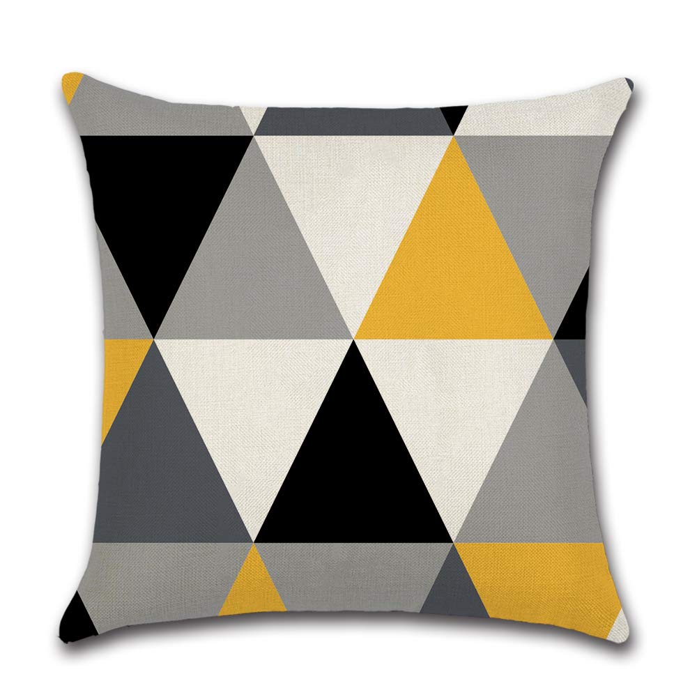 4 Pack Geometric Triangle Pillow Covers Double Sided Print Mustard Yellow Grey Black Cushion Cases Home Decor For Sofa Bedroom