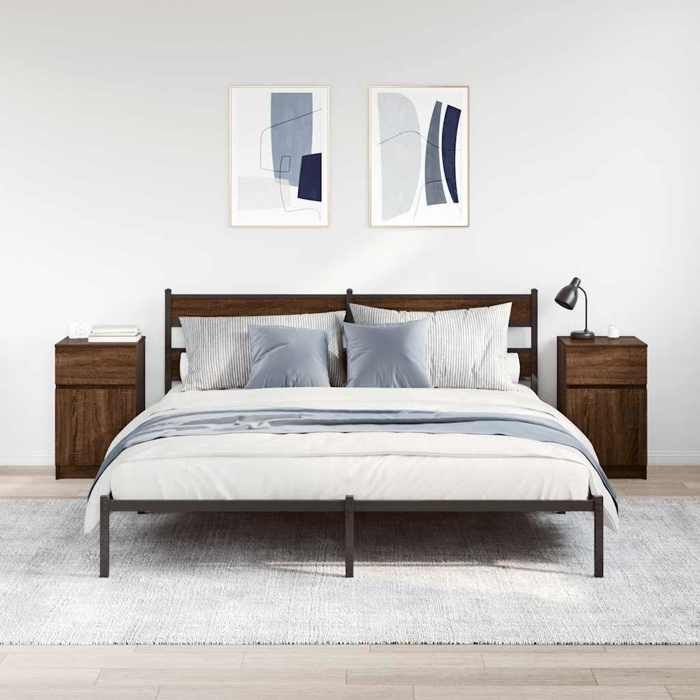 VidaXL Bedside Tables 2 Pcs Brown Oak 39x35x65 Cm Engineered Wood, Bedside Furniture, Side Table, Bed Cabinet, 861332