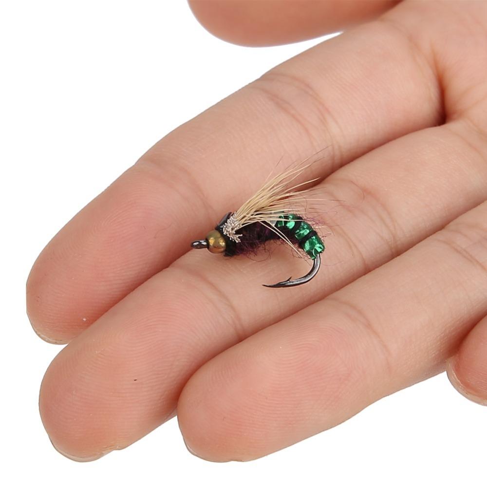 

40PCS Lifelike Fly Fishing Flies High Carbon Steel Fishing Bait Durable Fishing Lures Trout Fishing зелёный