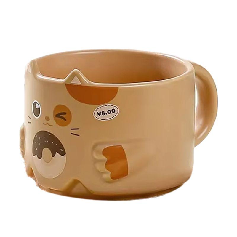 

AEE2-Cartoon Cat Mug - Stacked Water Cup With Cat s Ear Design And Handle, Interesting Household Drinkware коричневый