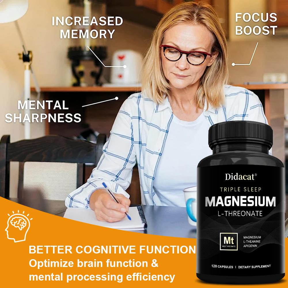Brain and Nerve Health Capsules L-Magnesium Threonate Regulates Cortisol 120 Capsules