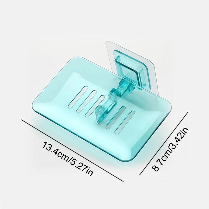 1PC Transparent Drain Soap Holder No Punch Paste Wall Mounted Shower Toilet Suitable For Plastic  Box Cute Soap Dish Superbox