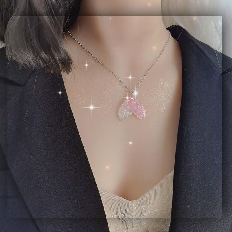 Ocean Theme Necklace Sparkling Mermaids Tail Pendant Choker Minimalisms Cat Butterfly Skull Charm Clavicle Chain Jewelry
