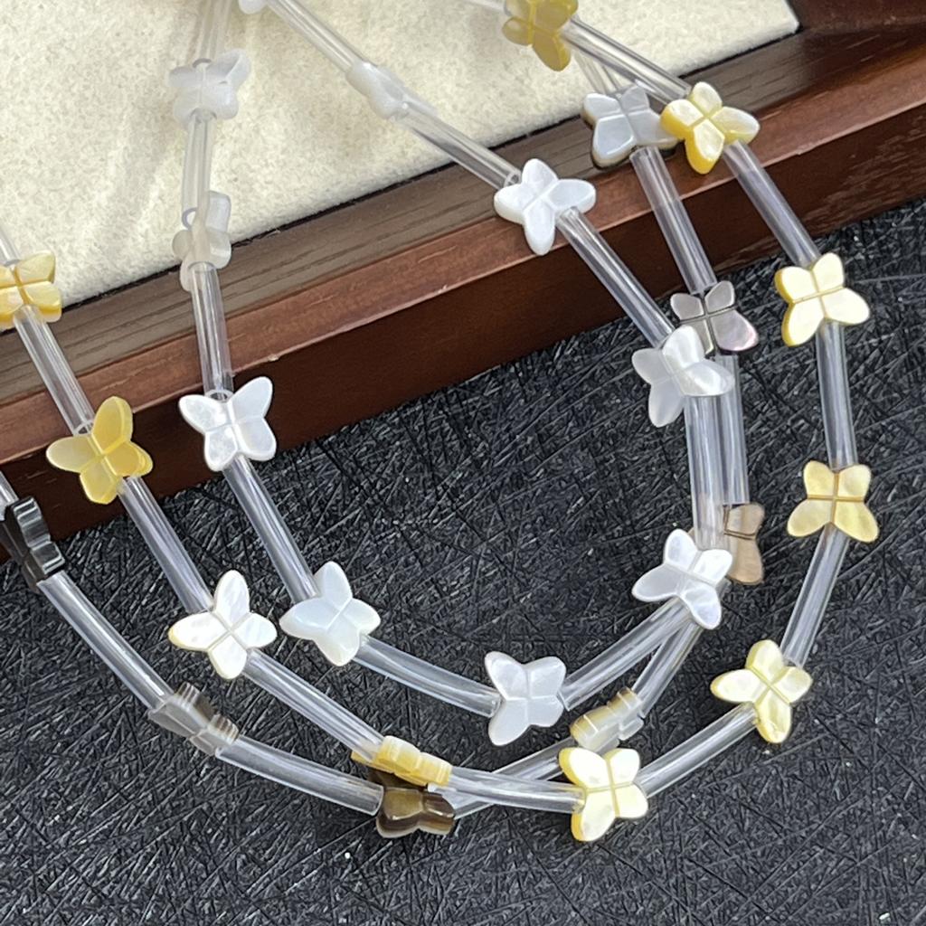 Charming Natural Shell Butterfly Beads 7×8mm, 20pcs per Strand, Sweet Fairy Vibe Loose Beads for DIY Necklace Bracelet Earring Jewelry Making Supplies