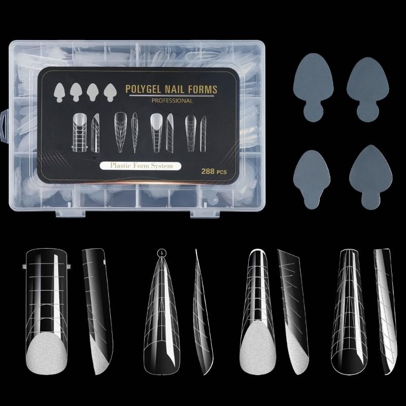 Duals Forms Acrylic Nail System UV Gel Nail Mold Full Cover Fasle Nail Tips Nail Form French Extension Tips Stickers