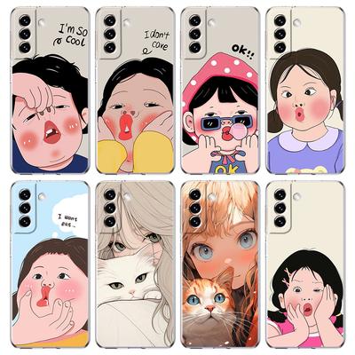 Cartoon Funny Boy Girl Couple Phone Case For Samsung Galaxy S24 Ultra S23 FE S22 S20 S21 5G S10 S9 Plus S10E S8 Soft Clear Cover