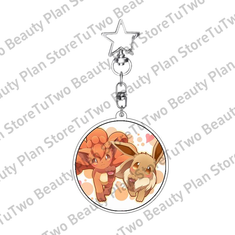 Girly Heart Acrylic Anime Sylveon Espeon Glaceon Eevee Cartoon Keychain Key Chains Keyrings Jewelry Fans Gifts Accessories Toys