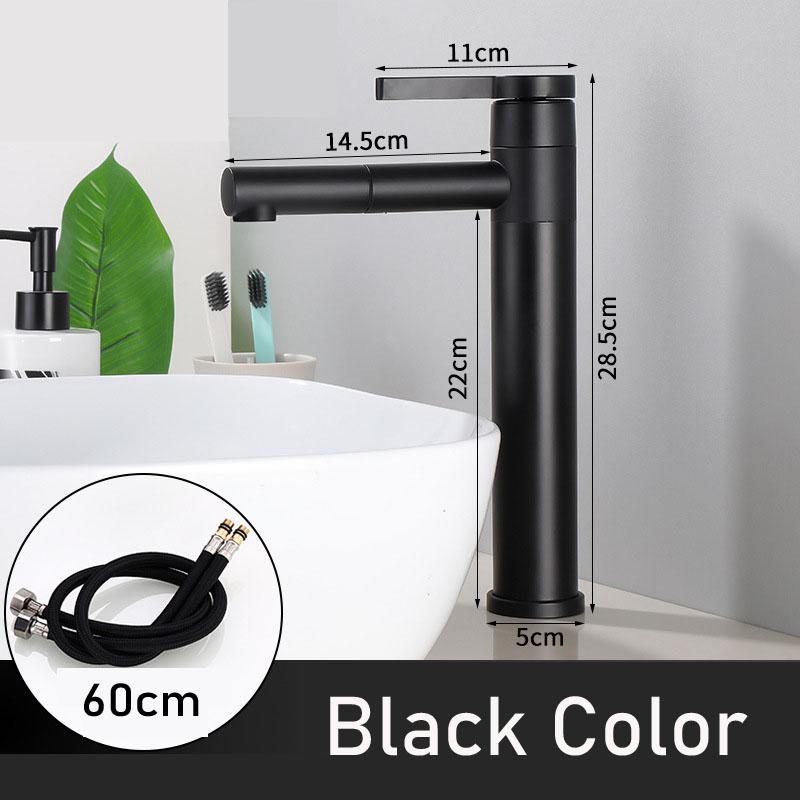 Bathroom Basin Faucets Black Sink Faucets Hot Cold Water Mixer Crane White Deck Mounted 360° Rotating Universal Water Taps Gray
