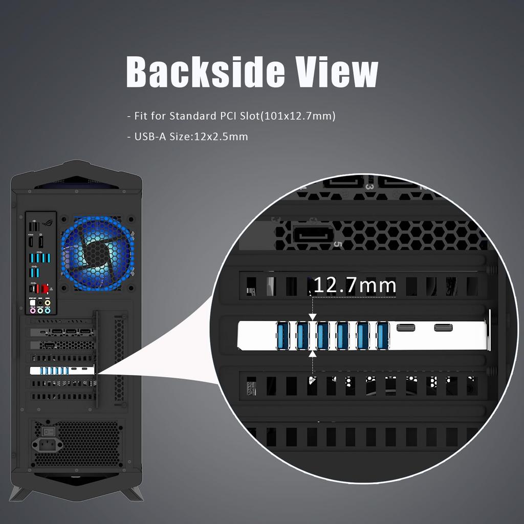 GLOTRENDS U6A2C 8 Port x 6 x USB 5Gbps PCIe Expansion Card for ARM Supports Windows and Linux Supports Mac (2 Type-C+ Type-A) 3.0 Intel, AMD,