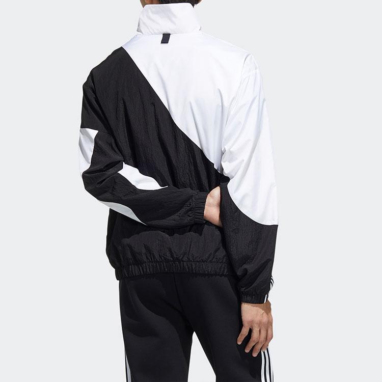 Adidas Neo Color-Block Stand Collar Long-Sleeve Zip Jacket Men Jackets Black HC9680