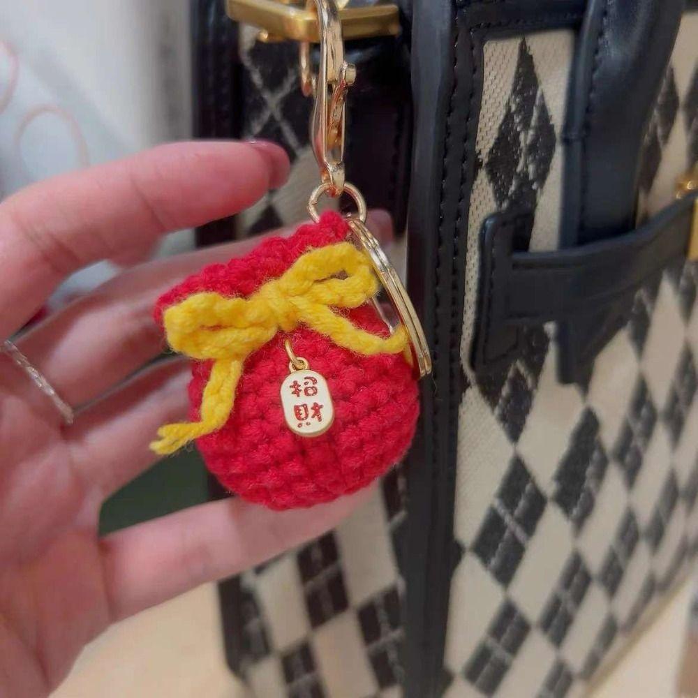 New Year Fu Bag Keychain Cartoon Knit Doll Pendant Fashion Lucky Keychain  Birthday Gifts