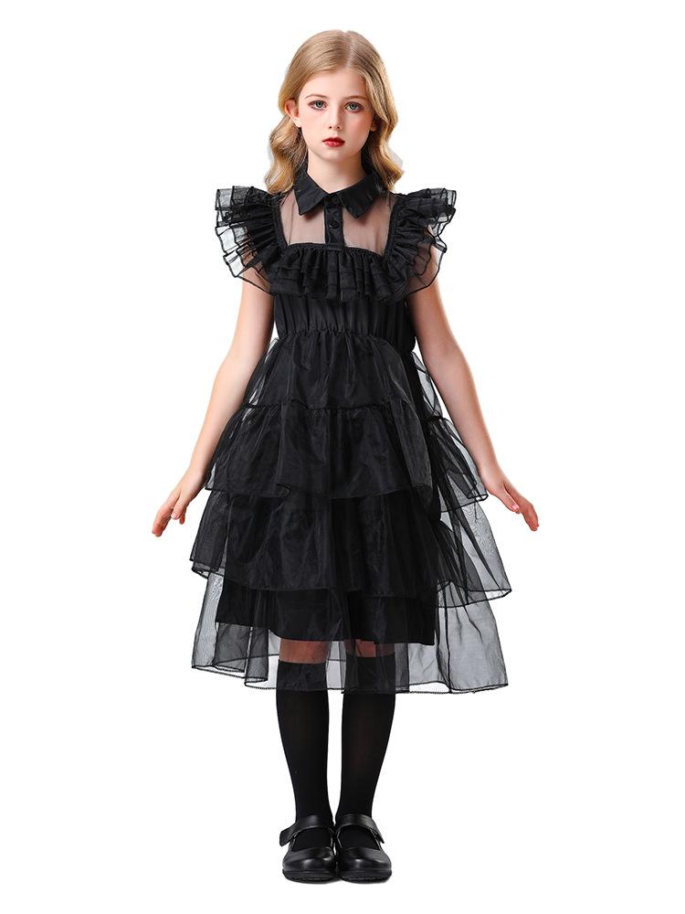 Wednesday Addams Family 2025 Black Princess Dress Halloween Cosplay Costume
