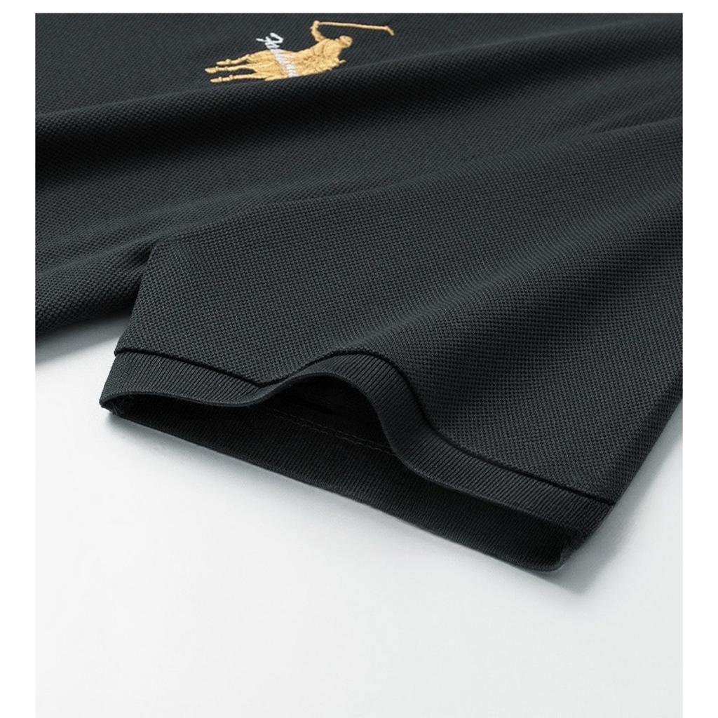 Trend Hub Luxus Stickerei Herren Poloshirt Dünn Atmungsaktiv 100% Baumwolle Schwarz Marineblau Revers Kurzarm Tops Markenkleidung