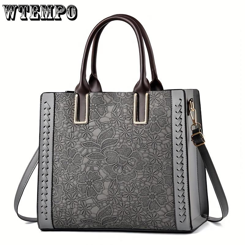 New Lace Embossed Large Capacity Soft Shoulder Oblique Span Multi-layer Texture Foreign Style Women's Bag