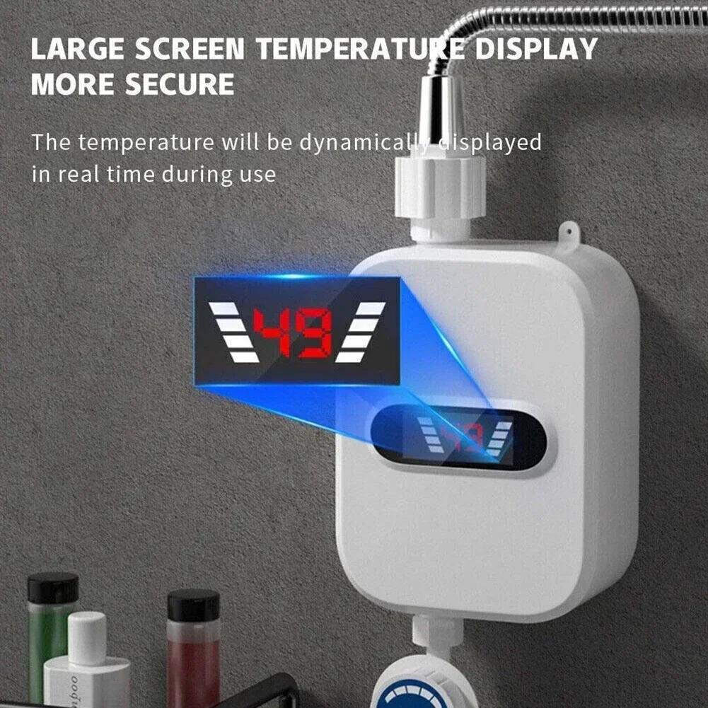 Hot Water Shower Electric Heater 33x12.5cm 50HZ White Easy To Install Mini Body Safety Heater US 110V/EU UK 220V