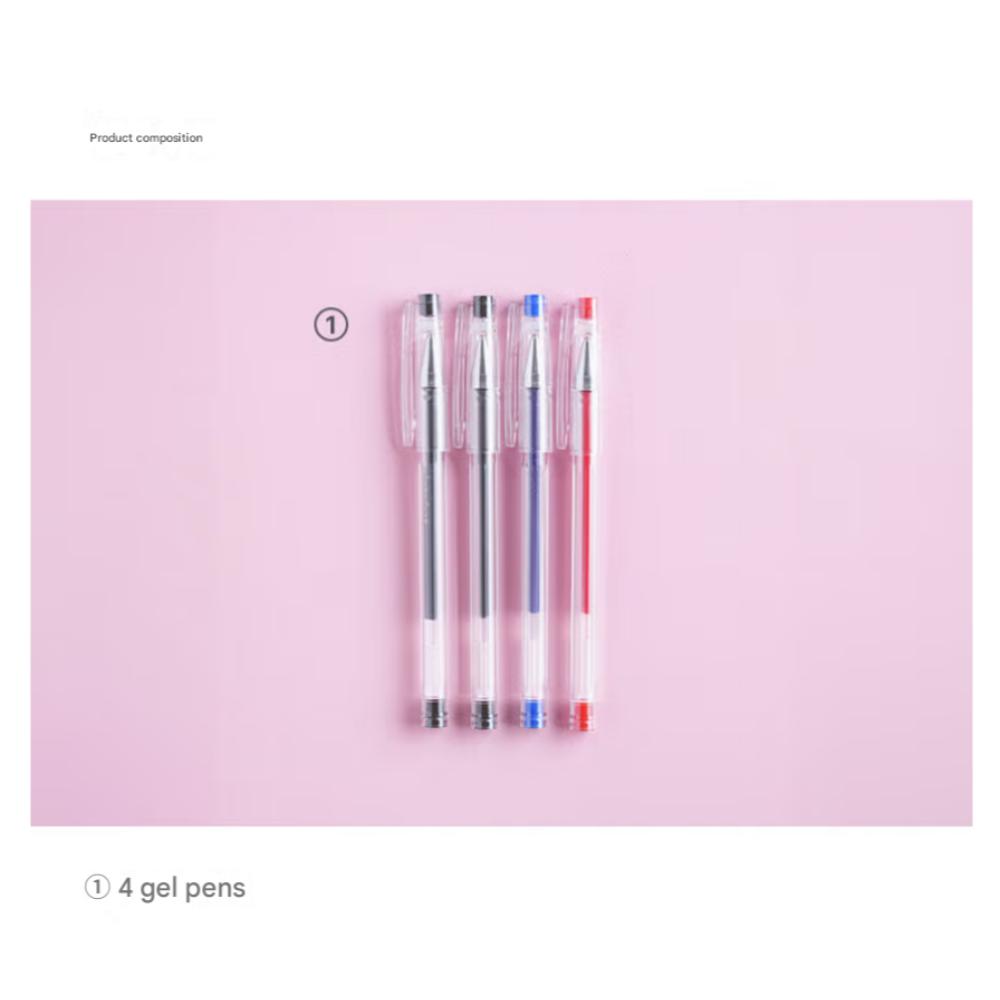 4-pack of 0.28 mm cap-type 3-color gel pens