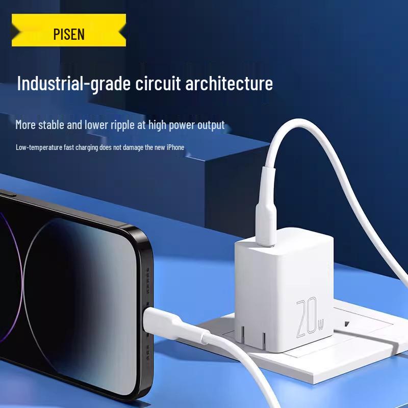 PISEN 20W PD Fast Charger - Safe, Foldable, Compact, Portable Travel Charging Set for Apple Devices