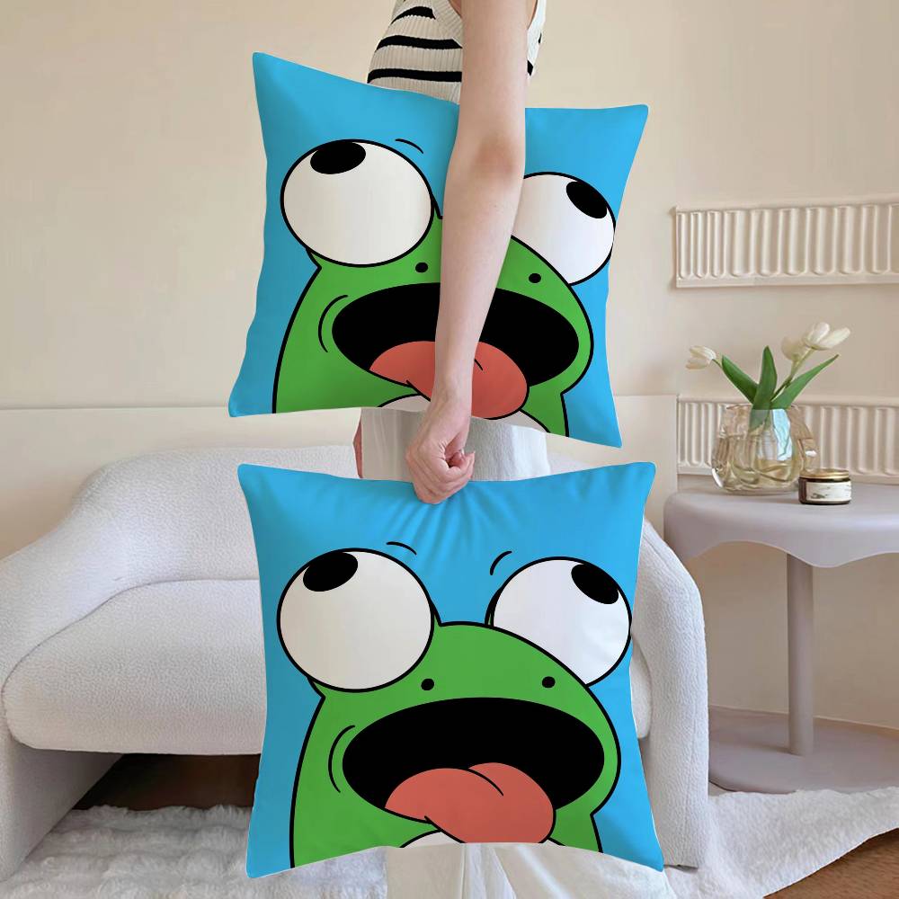 Anime frog Pillow Case Sofa and Living Room Decorative Cushion Covers Dust-proof and Mite-proof Invisible Zipper
