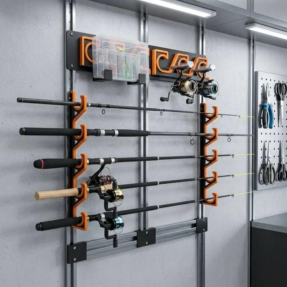 Wall Mounted Wall Mounted Fishing Rod Storage Rack Easy To Install Sturdy Structure Fishing Pole Organizer Holder Anti-Slip