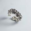 925 Sterling Silver Rings for Women Couple Minimalist Handmade Simple Retro Flower Zircon Ring Fine Jewelry Gift Prevent Allergy