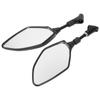 Pair Motorcycle Rearview Mirrors Universal ABS Black Housing with Mounting Bolts and Caps