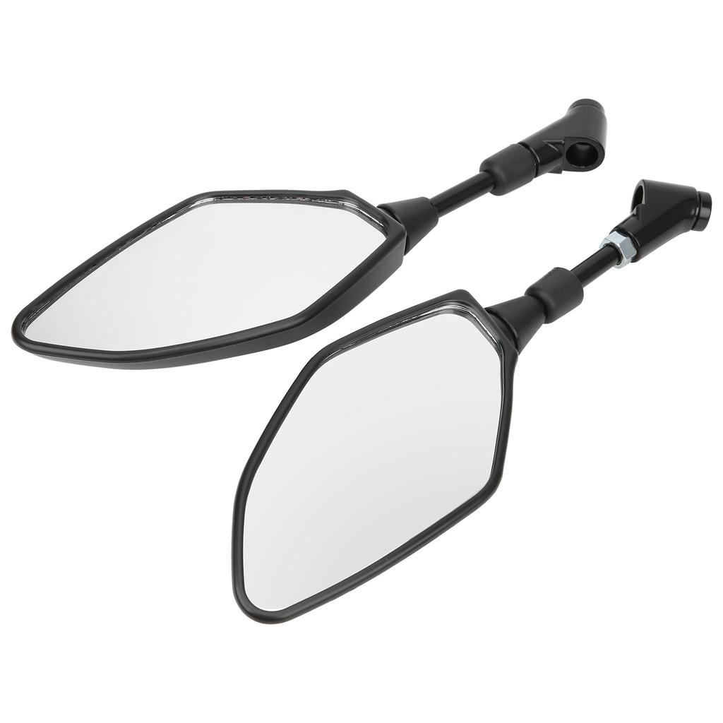Pair Motorcycle Rearview Mirrors Universal ABS Black Housing with Mounting Bolts and Caps