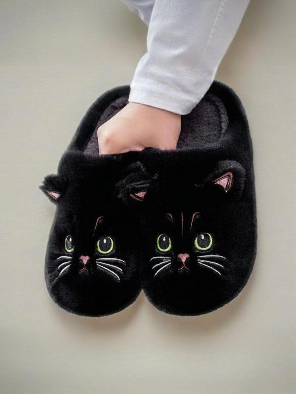 

Домашние тапочки, удобные и теплые мягкие плюшевые туфли с открытым носком, однотонные домашние тапочки 40-41 чёрный