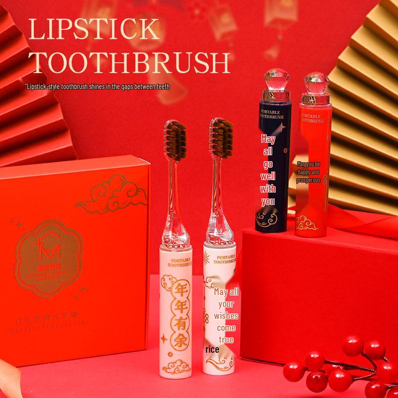 ** New Year Gift Box: High-End Lipstick & Soft Bristle Toothbrush Set for Couples **