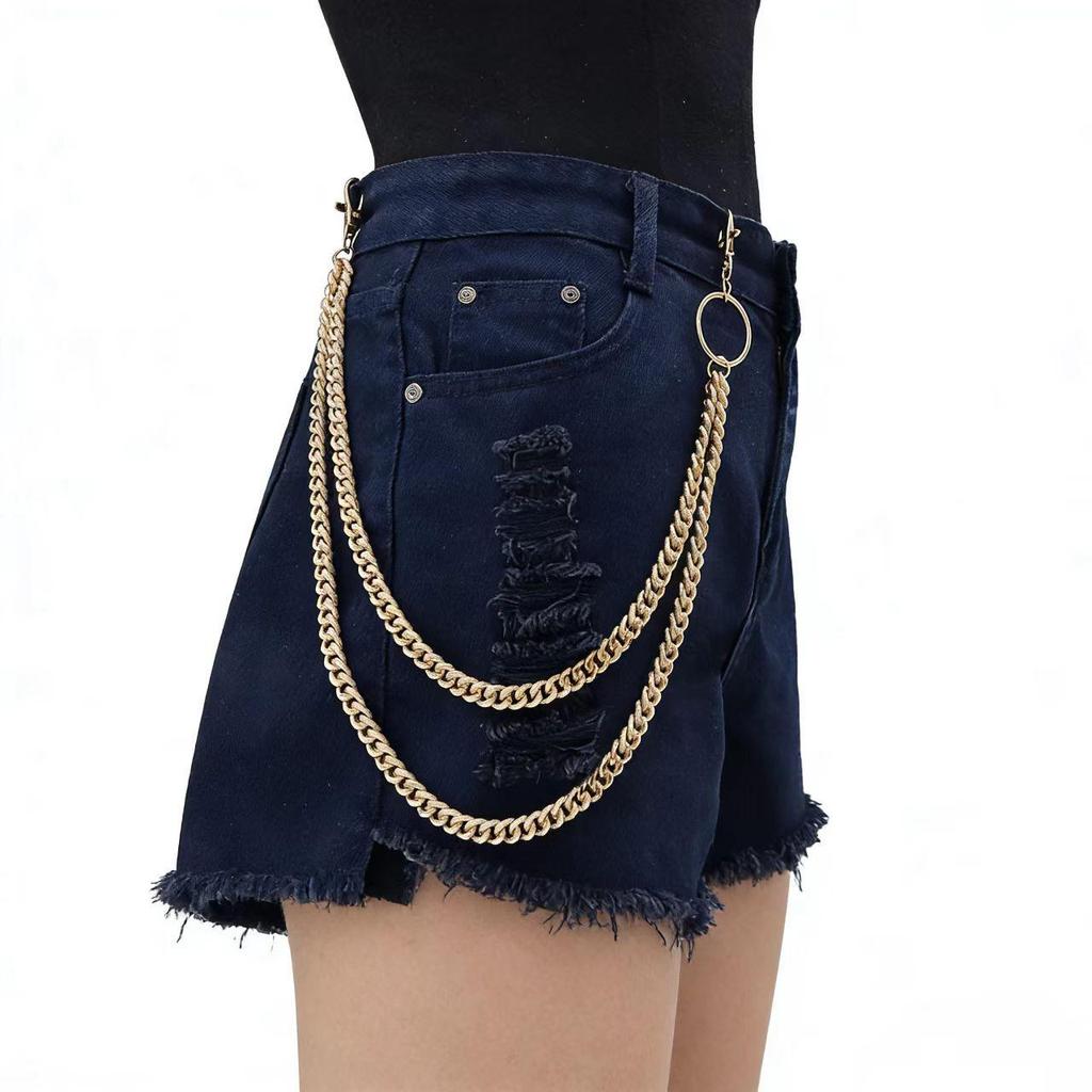 Trendige doppelreihige Metall-Denim-Hosenkette - Modisch und vielseitig