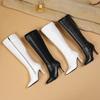 Autumn Winter Women Knee High Boots White Black High Thin Heel Club Dress Office Lady Pointed Toe Zipper Plush Long Riding Boots