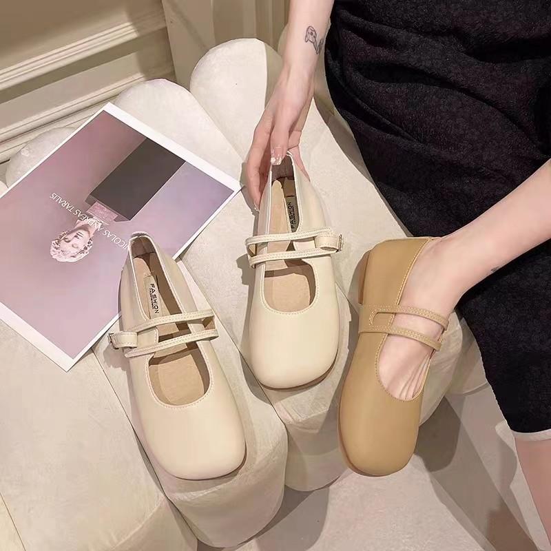 Japanese French flat-soled single shoes women's 2025 new round head Mary Jane shoes, shallow mouth soft sole with large size women's shoes