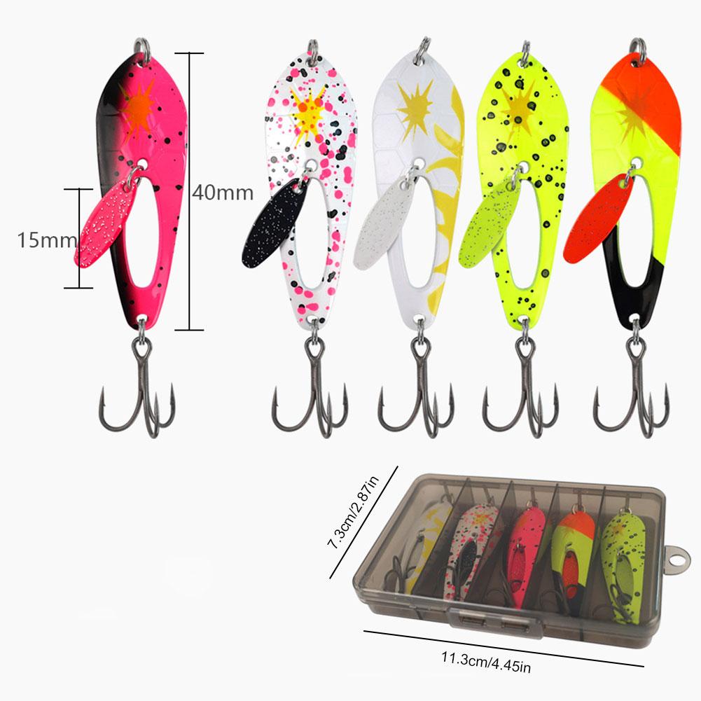 5/10/15PCS Metal Spoon Fishing Lures with Treble Hooks Fishing Wobblers Crankbait for Bass Pike Fishing Accessories