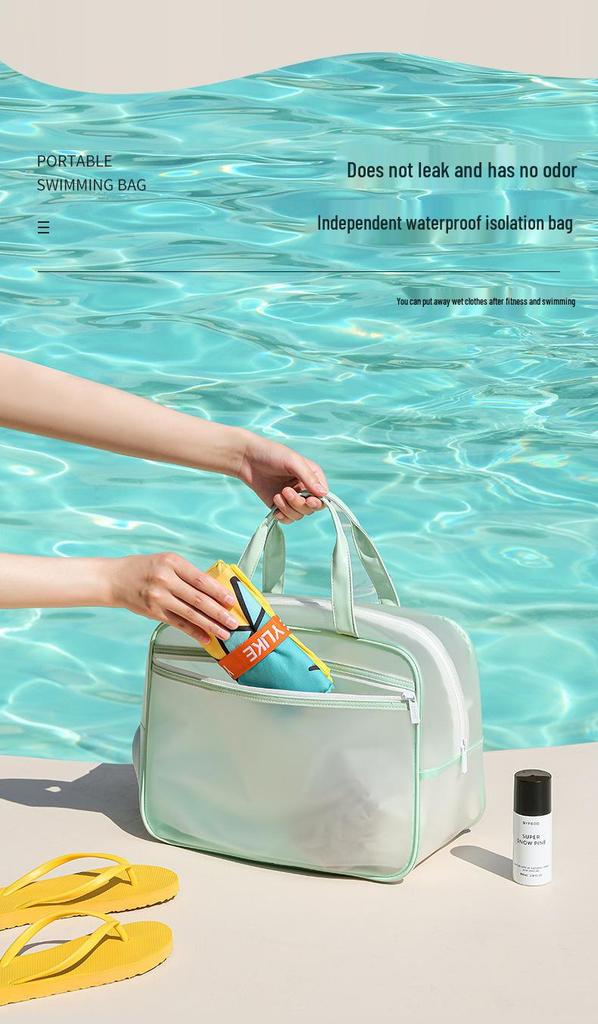 Waterproof Sports Swim Bag with Wet/Dry Compartments, Large Capacity Beach & Yoga Fitness Bag