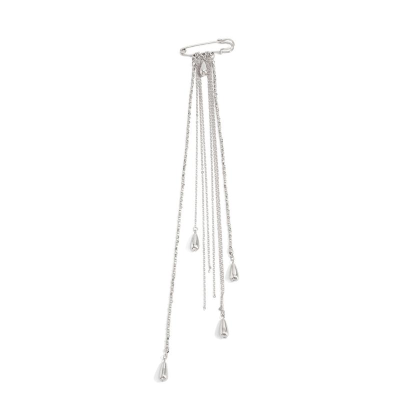 

Retro Styles Alloy Brooch Pin With Imitation Pearls Accent Adjustable Chain Tassels Designs Unisex Fashion Accessory