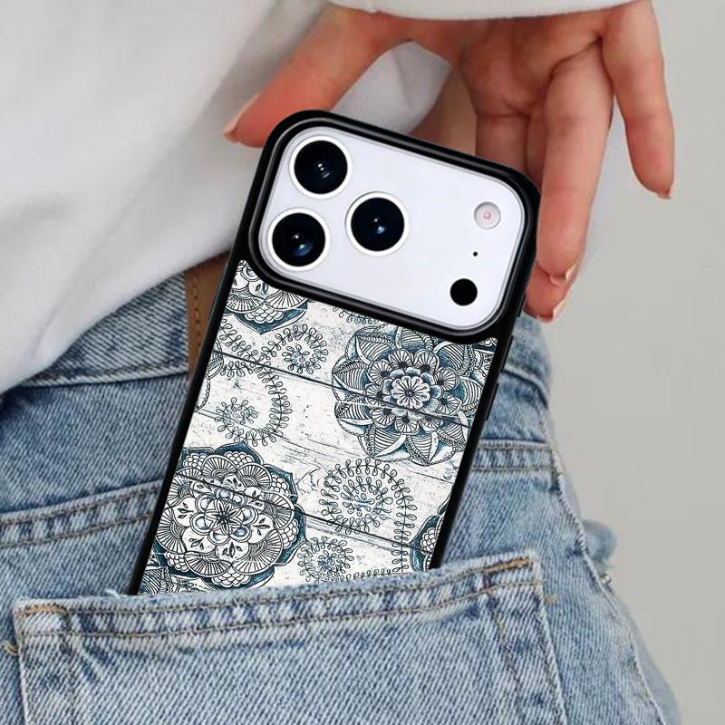 Mandala Wood Floral Phone Case for iPhone 17ProMax 12 13 14 15 16e 17 Pro Max Plus Air Cover