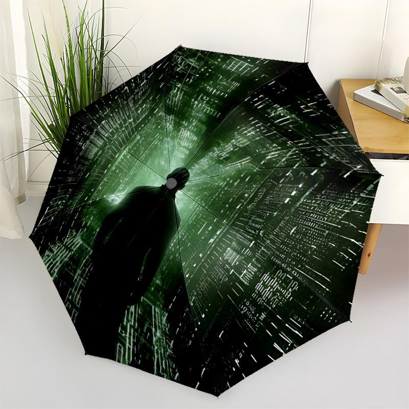 

1pc Matrix, Digital Cityscape Automatic Open/Close Umbrella - 8-Rib Stability - All-Season Everyday & Formal Use, Fashion Lovers yy251022018