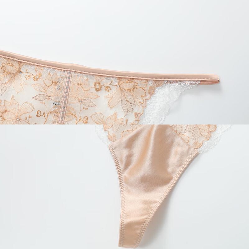 EmbryForm Embroidered Lace Silk Low-Rise Thong Panties