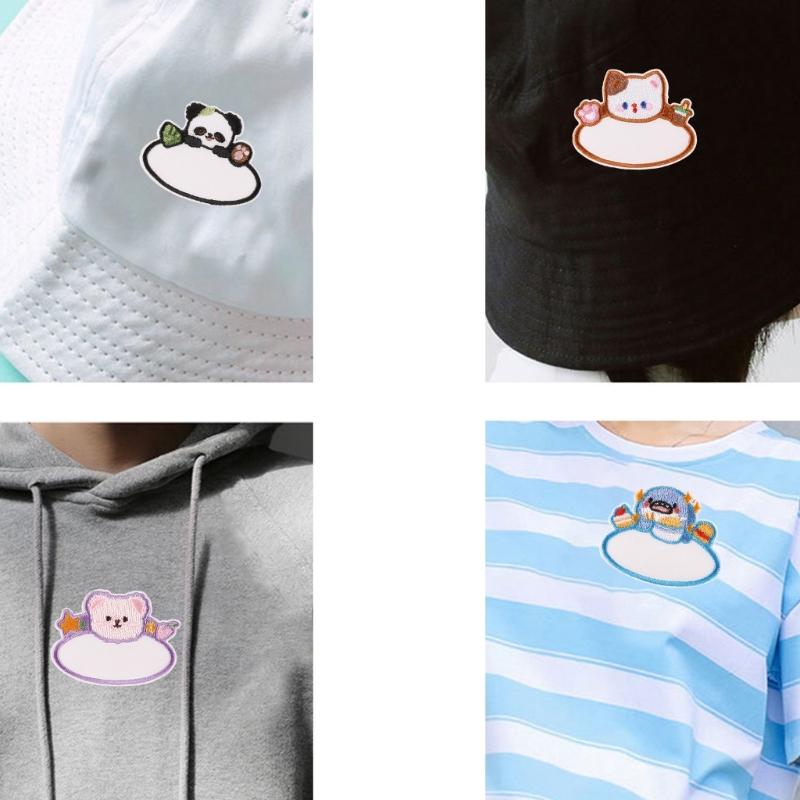 8 Stück Cartoon Tier Leere Namens Stickaufnäher Reparaturflicken Aufbügler Bär Nähflicken für Kleidung Schuhe