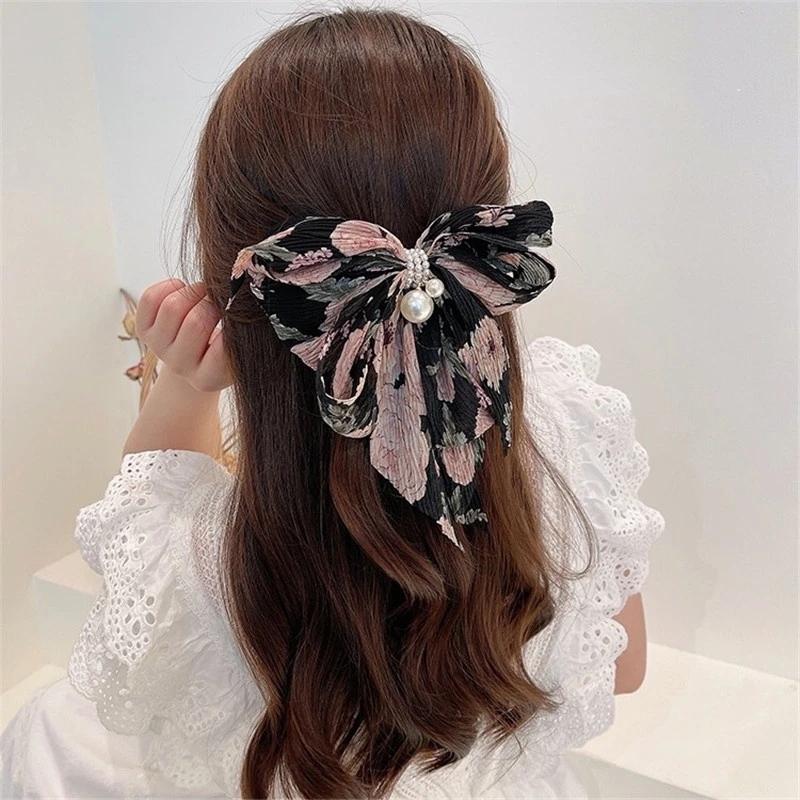 Big Bow Sweet Fabric Floral Hair Clip Korean Version of The Back of The Head Duckbill Clip Hair Accessories For Women