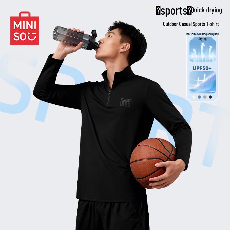 

MINISO Men s Quick-Dry Half-Zip Long Sleeve Performance T-Shirt XXL