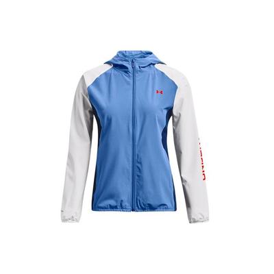 Farbblock Buchstabenaufdruck Lockere Jacke mit Reißverschluss Damenjacke Blau 1368356-488