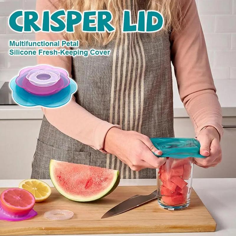 Silicone Stretch Lids Set Reusable Food Petal Shaped Bowl Covers, Elastic Food Container Lids Covers Keep Food Fresh