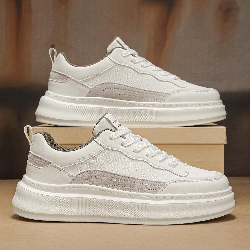 

Men s Wheat Color Retro Flat Sports Shoes - Non-Slip, Height Increasing, Casual Leather for Autumn 40