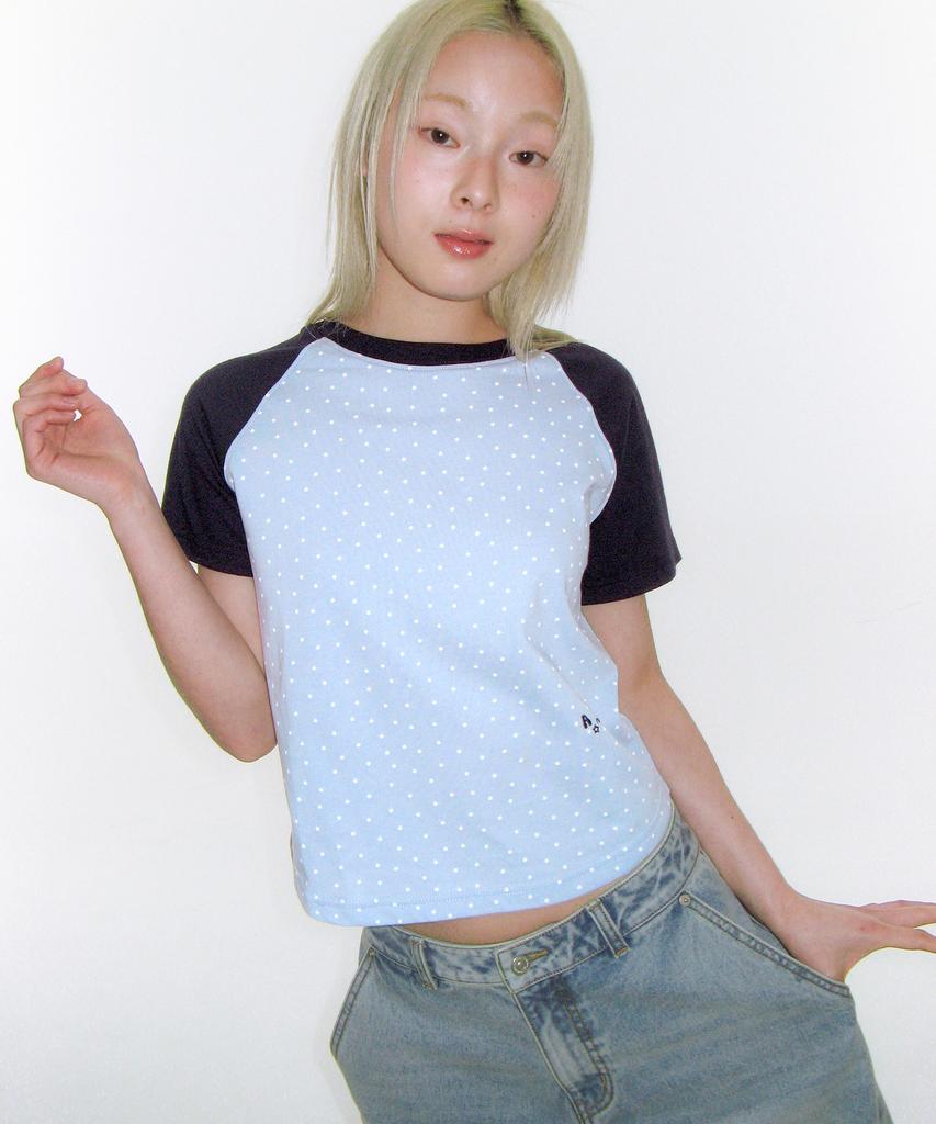 AMES-WORLDWIDE Twinkle Raglan Crop Tee Blue