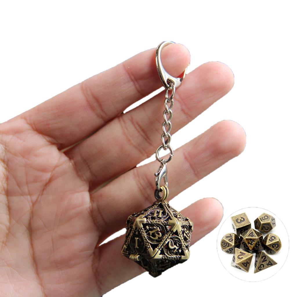 Dragon Dice Pendant Keychain Tiny Metal Dices Jewelry Set Mini Polyhedral Dices Keyring Jewelry for Fashion Enthusiasts