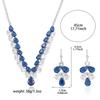 European Style Zircon Blue Teardrop Necklace & Earrings Set