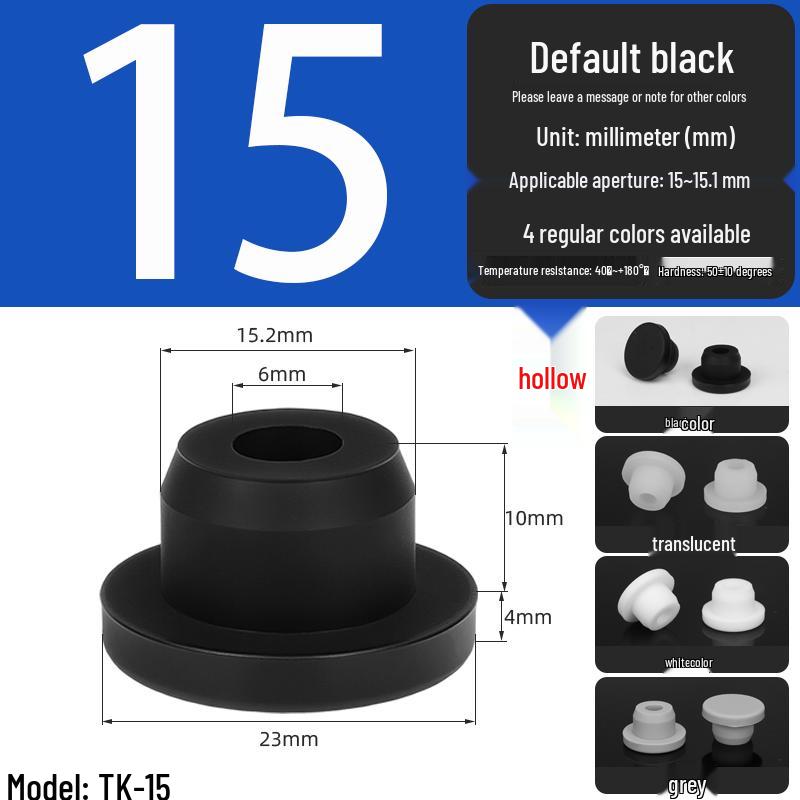 Black High-Temperature Resistant T-Shaped Silicone Stopper - Round Hole Rubber Gasket & Shock-Absorbing Blind Plug