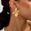 Gold Metal Flower Stud Earrings for Women Statement Trendy Elegant Creative Jewelry
