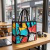 Colorful Crack Print Tote Bag Casual Large Capacity Durable Shoulder Handbag for Daily Shopping Work Use
