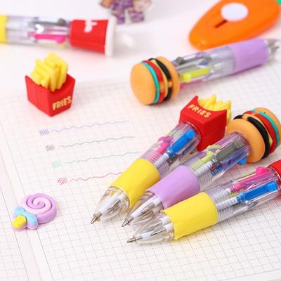 Cola Colorful Ink Gel Pen Hamburger Multicolored Pen Cartoon 4-Color Pen  School Office